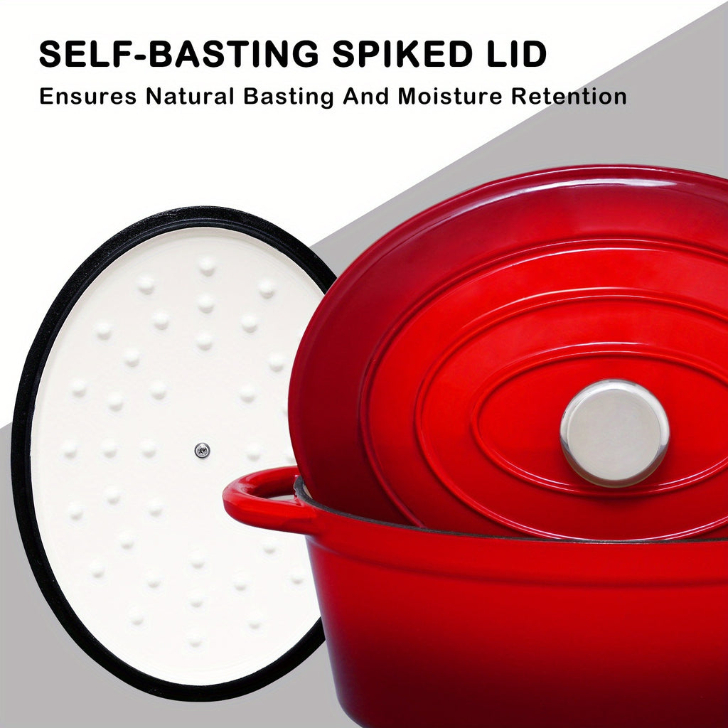 4.5\u002F6.5QT Cast Iron Dutch Oven Pot With Lid And Oven Mitt, Enameled Cast Iron Dutch Oven With Dual Handles, High-capacity Oval Cast Iron Enamel Pot For Cooking, Bread Baking And Other Cooking Methods Suitable For Family Kitchen Dining