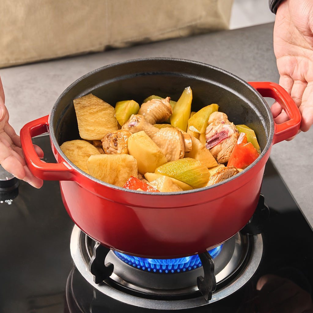 9.5-Inch Enameled Dutch Oven Pot With Lid, Cast Iron Pot For Baking Bread, Non-stick, Oven Safe