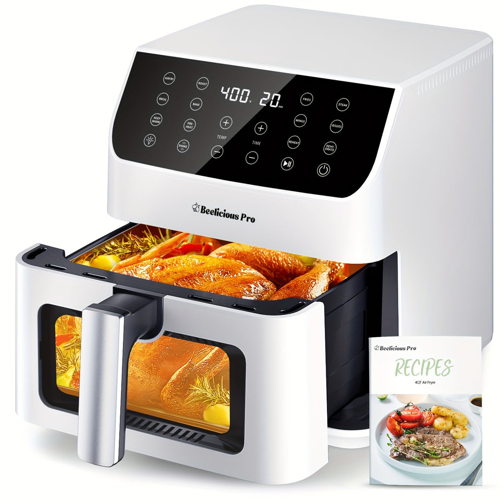 Beelicious Pro Air Fryer, 5.8QT Large Capacity Electric Air Fryer Oven with 12+ Easy Functions, Wide View Window & Oven Light, Multifunctional Touch Control for Home Kitchen, Mother'S Day Gift
