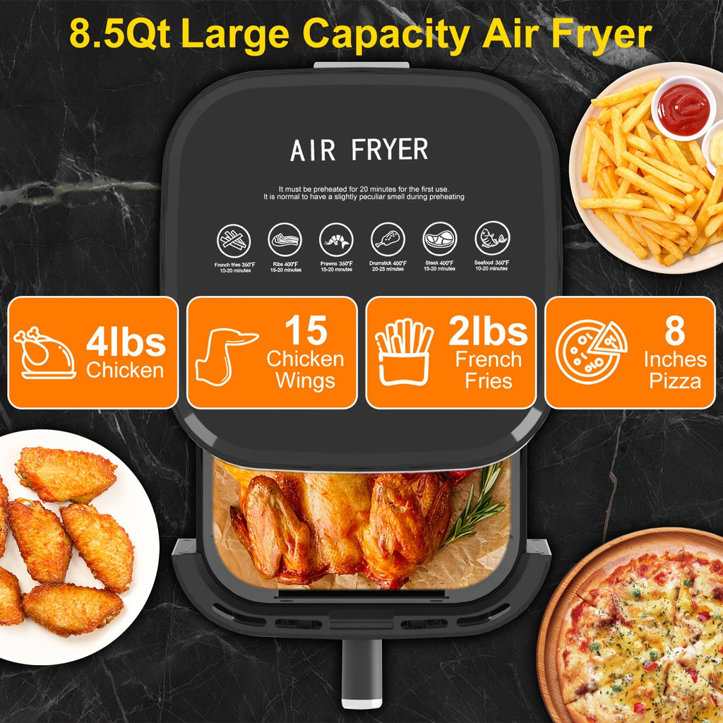 8.5 Quart Air Fryer, Electric Oven With Smart Cooking Programs, Large Capacity Multifunctional Electric Fryer, Household Electronic Touch Control Multifunctional Air Fryers, Kitchen Appliance