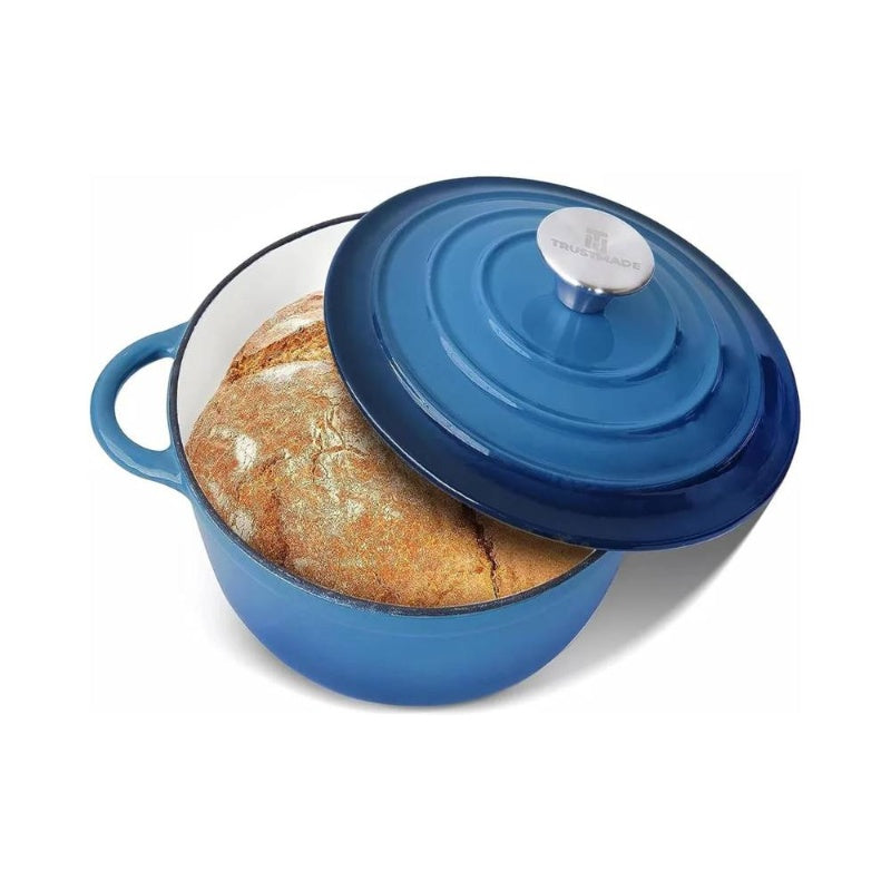 4.5 QT Heavy-Duty Cast Iron Dutch Oven with Self-Basting Lid - Enamel Coated Non-Stick Cookware Pot, Round Braiser & Baking Pan for Even Heat Distribution, Oven Safe up to 500°F, Stovetop to Oven Use, Durable & Easy Clean, Ideal for Stews, Soups