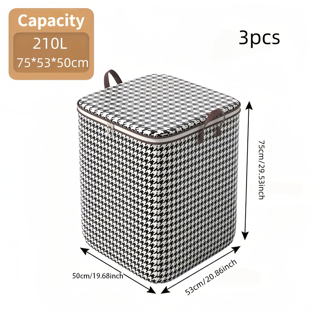 1\u002F3pcs Pieces Oversized 47.55 Gallons Thousandbird Plaid Pattern Thickened Storage Container Large Capacity Clothes Sture-Proof Bag with Handle Double Zipper Storage Bag, Household Bedroom, Travel Storage Basket Ideal Storage Bag