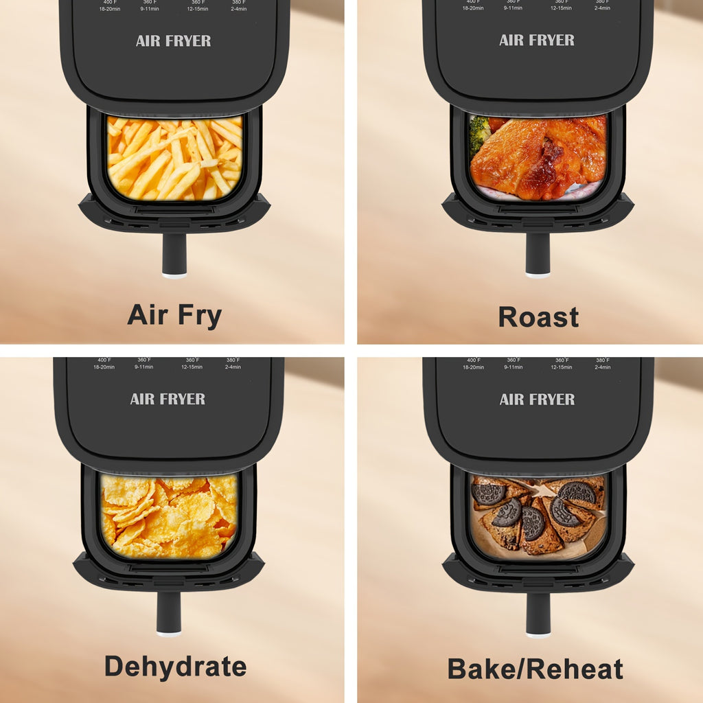 5-quart Large Capacity Air Fryer With 8 One-Touch Preset Functions, 6-in-1 Multi-Function Air Fryer With Smart Cook Program, Rack Basket, Viewing Window, Interior Light