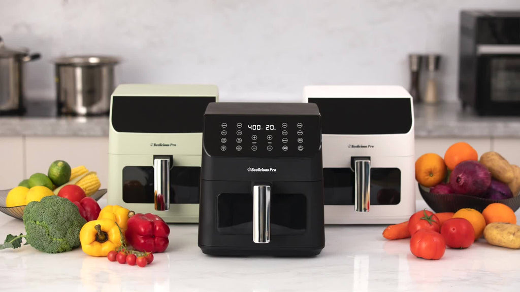 Beelicious Pro Air Fryer, 5.8QT Large Capacity Electric Air Fryer Oven with 12+ Easy Functions, Wide View Window & Oven Light, Multifunctional Touch Control for Home Kitchen, Mother'S Day Gift