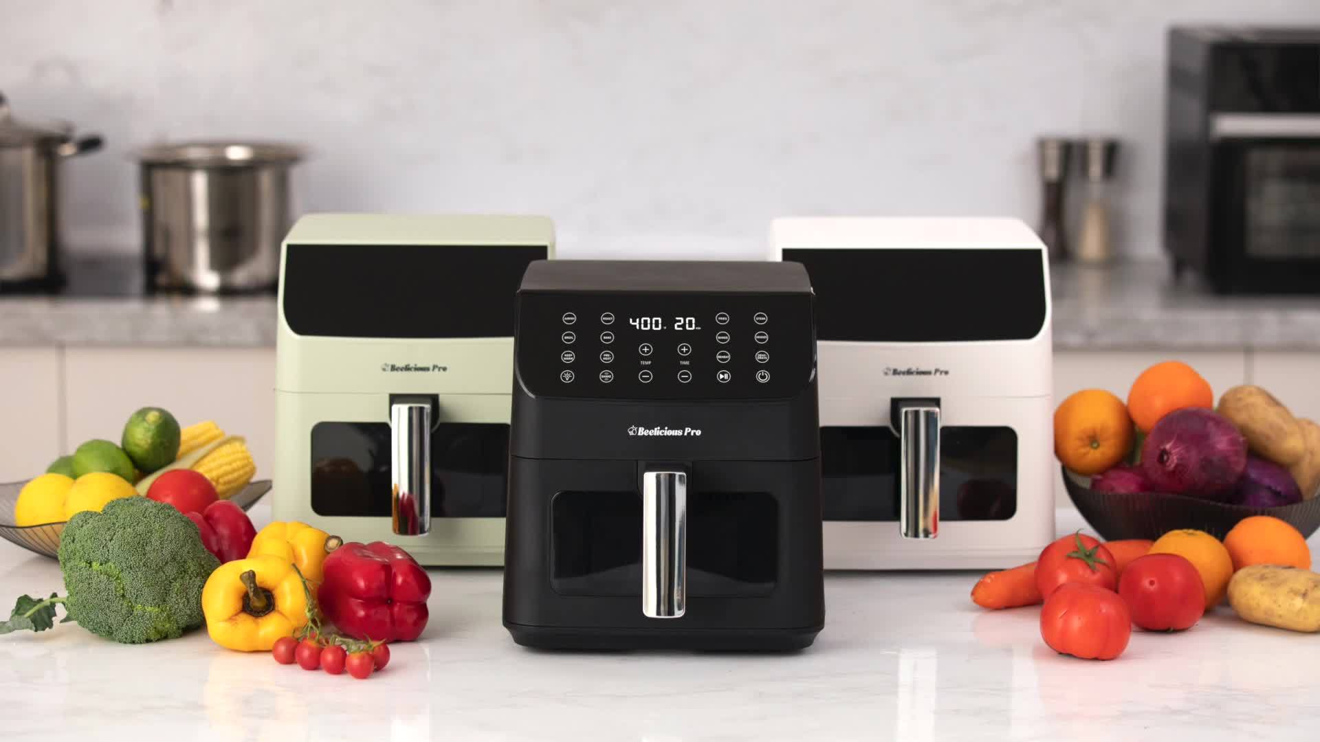 Beelicious Pro Air Fryer, 5.8QT Large Capacity Electric Air Fryer Oven with 12+ Easy Functions, Wide View Window & Oven Light, Multifunctional Touch Control for Home Kitchen, Mother'S Day Gift