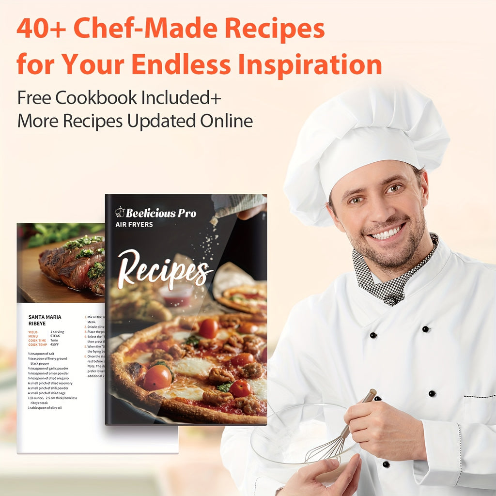 Beelicious Pro Air Fryer, 5.8QT Large Capacity Electric Air Fryer Oven with 12+ Easy Functions, Wide View Window & Oven Light, Multifunctional Touch Control for Home Kitchen, Mother'S Day Gift