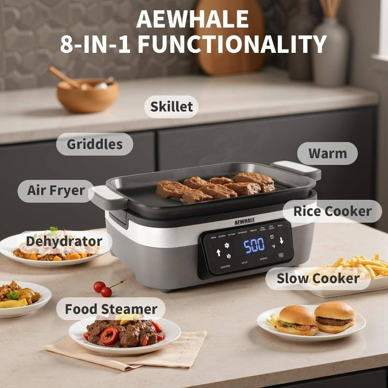 8 - in - 1 Programmable 4.5 - Quart Multi - Cooker with Air Fryer, Slow Cooker, Food Steamer, Dehydrate More, Family - Sized Capacity,