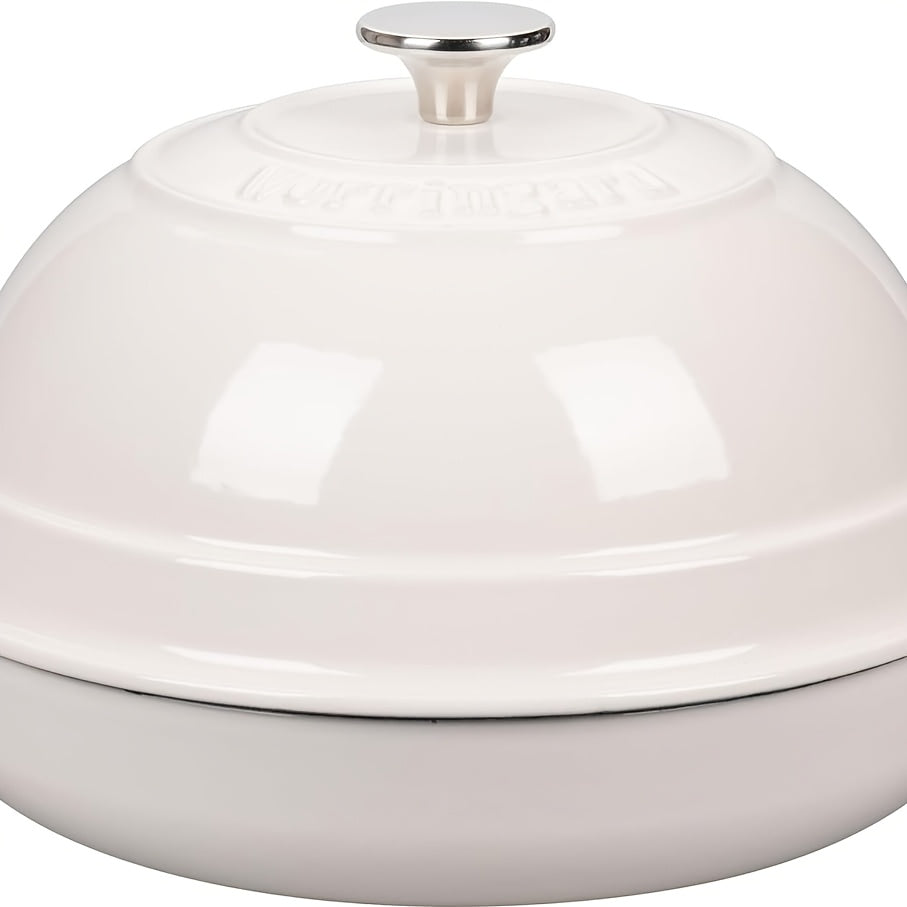 6 Quart Red Cast Iron Enameled Dutch Oven Pot with Lid - Heavy-Duty Round Oven- Baking & Braising Pan, Enamel Coating for Even Heat Distribution, Lid Lock & Steam-Retaining Dome, Compatible with Stovetop, Oven, Campfire (Bread