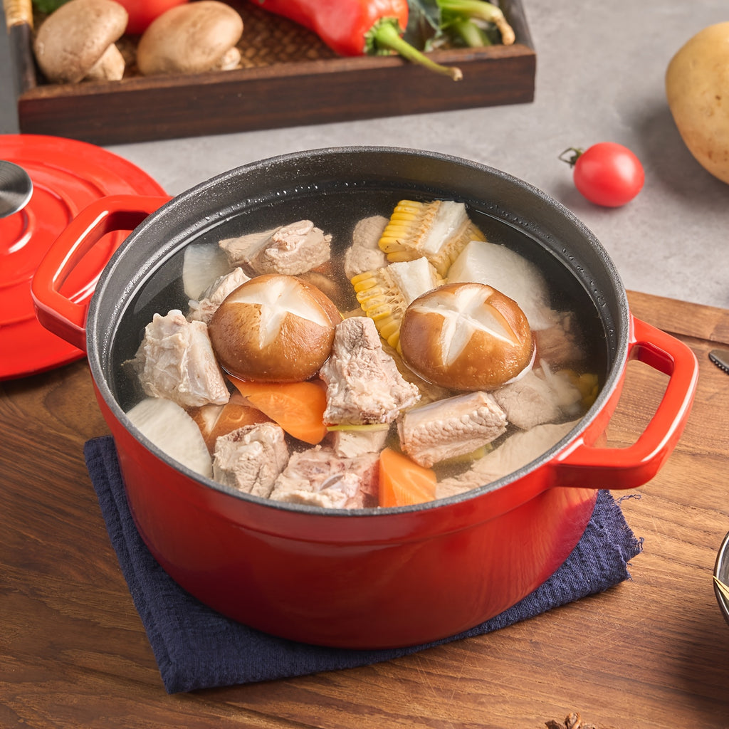 9.5-Inch Enameled Dutch Oven Pot With Lid, Cast Iron Pot For Baking Bread, Non-stick, Oven Safe