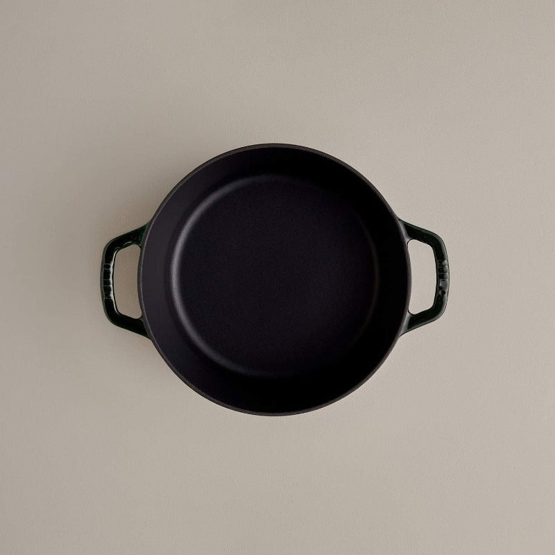 Milo by Kana 3.5 Quart Enameled Cast Iron Dutch Oven with Lid - Heavy-Duty Green Enamel Cookware, Induction & Oven Safe to 500°F, Dishwasher Safe, Lifetime - Belgian Porcelain Coating, Golden Knob, Casserole Pot for, Braising