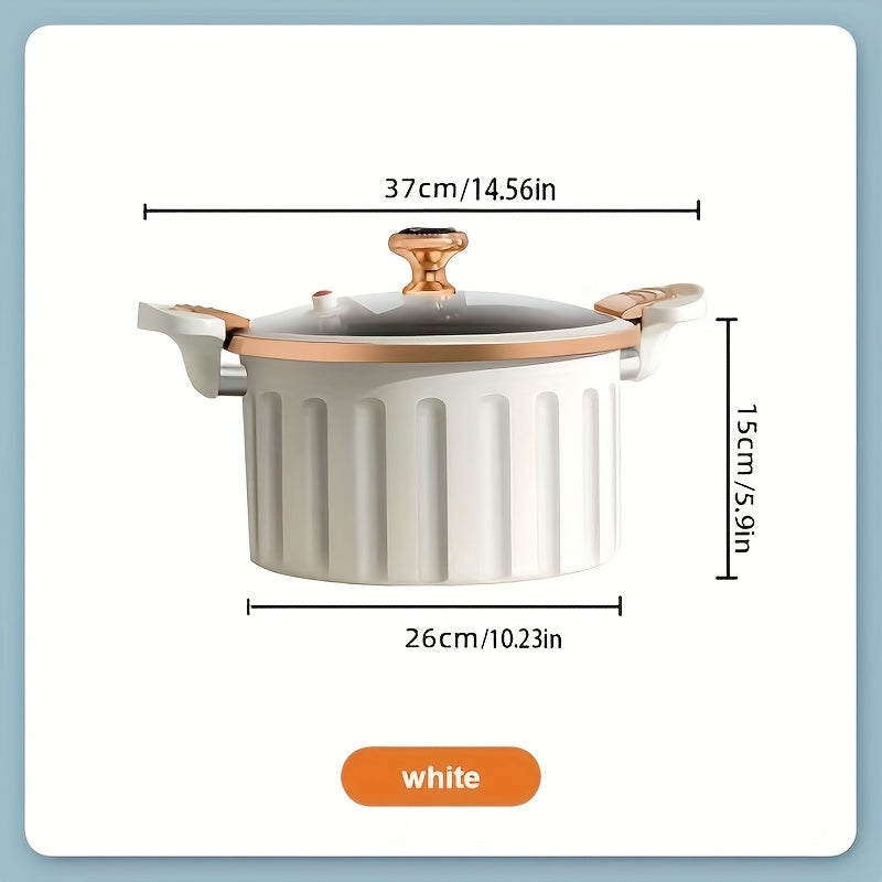 Large Capacity Enamel Stew Pot - Heavy-Duty White Porcelain-Like Dutch with Lid Lock, Induction\u002FStovetop, Dishwasher Non-Stick Cookware for k-Pot Style, Soups, Stews & Casseroles ( Use Not Required)