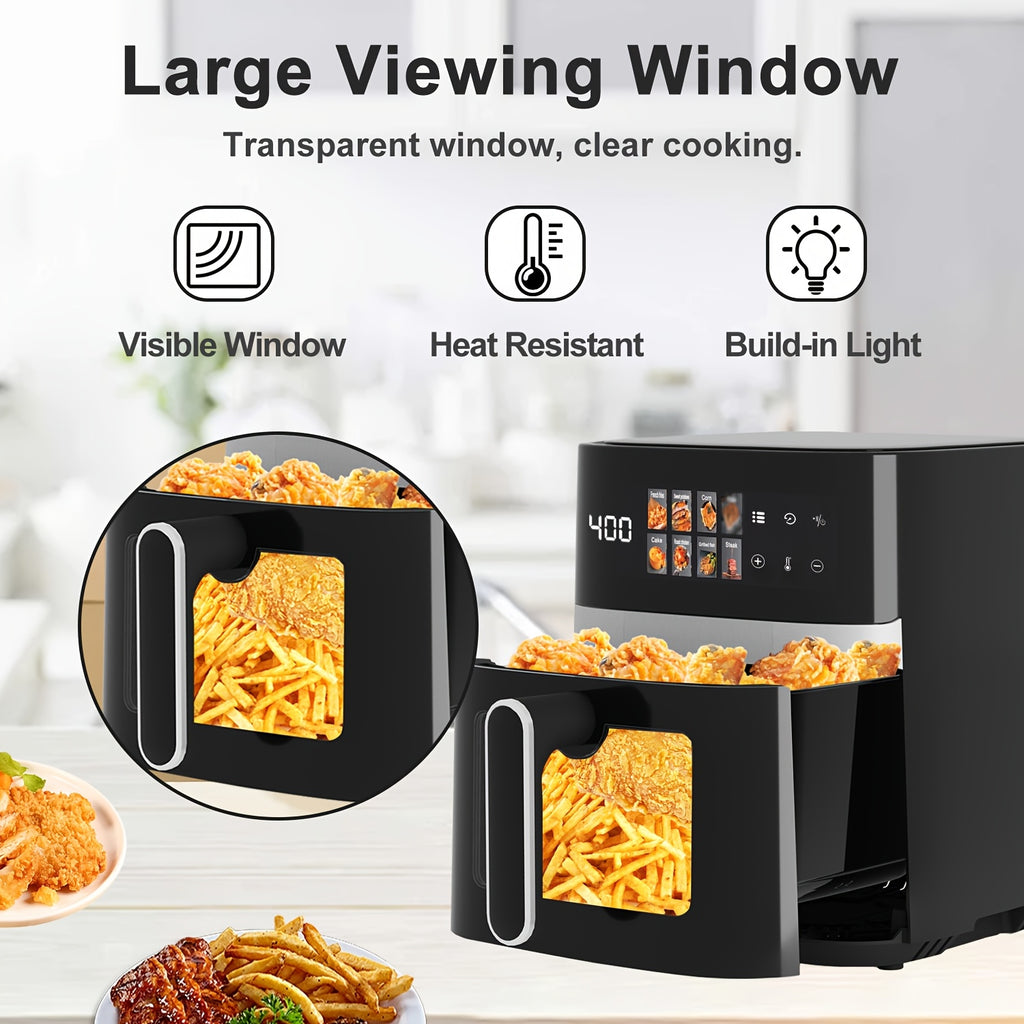 5-quart Large Capacity Air Fryer With 8 One-Touch Preset Functions, 6-in-1 Multi-Function Air Fryer With Smart Cook Program, Rack Basket, Viewing Window, Interior Light