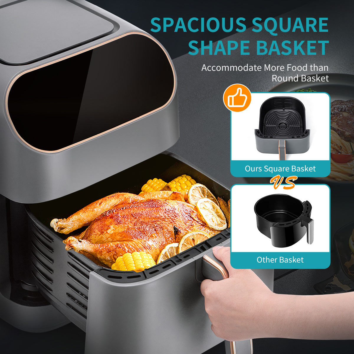Ultrean 9 Quart 6-in-1 Electric Air Fryer, 1750W XL Hot Airfryer Oven Oilless Cooker, Large Family Size LCD Touch Control Panel and Nonstick Basket