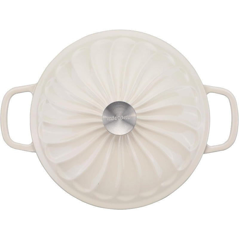 Enameled Cast Iron Braiser 3.8 Quart Enamel Dutch Oven with Handles Cast Iron Braiser Pan with Lid Enameled Cookware White