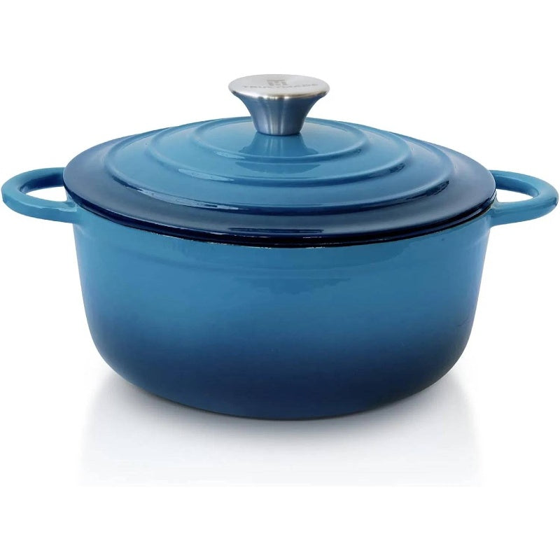 4.5 QT Heavy-Duty Cast Iron Dutch Oven with Self-Basting Lid - Enamel Coated Non-Stick Cookware Pot, Round Braiser & Baking Pan for Even Heat Distribution, Oven Safe up to 500°F, Stovetop to Oven Use, Durable & Easy Clean, Ideal for Stews, Soups