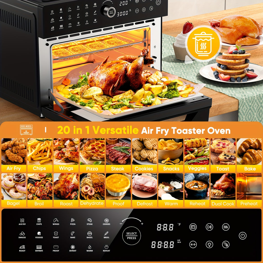 32QTOversized French Door Air Fryer Toaster Oven Combination, Featuring 20 Cooking Functions And Digital Control, Compatible with 13\