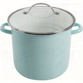Thayer 8-Quart Heavy-Duty Enamel on Steel Stock Pot with Lid - Scratch-Resistant Turquoise Blue (Martha Blue) Large Cookware, Stovetop &, Even Heat Distribution for Boiling, Simmering, Frying - Durable Pot