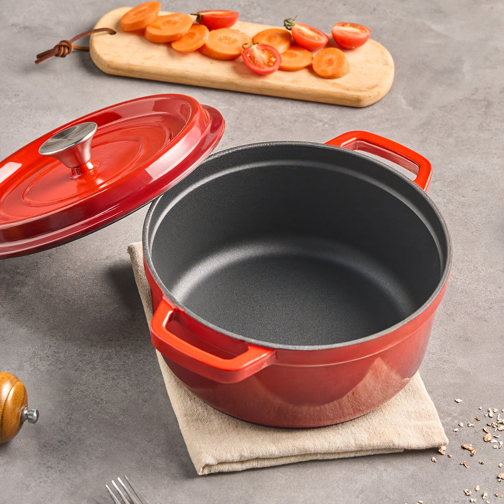 9.5-Inch Enameled Dutch Oven Pot With Lid, Cast Iron Pot For Baking Bread, Non-stick, Oven Safe