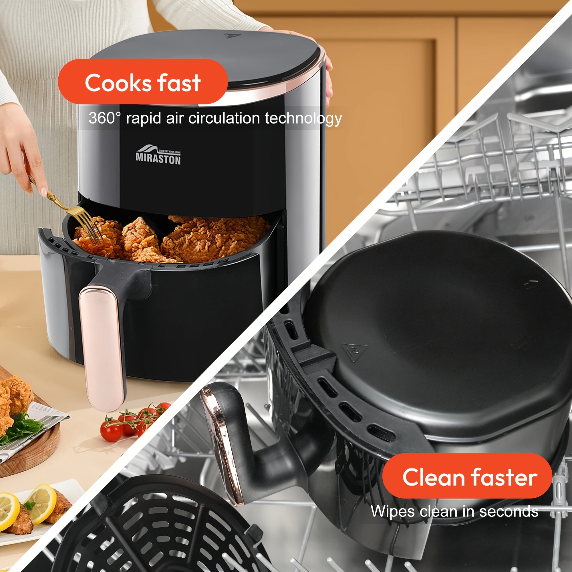 8.5QT\u002F3.6QT Air Fryer, Upgraded Large Capacity Suitable For 5-6 People, Smart Touch Screen For Easy Operation With 8 Preset Functions, Non-stick Coating For Easy Cleaning, Kitchen Accessories, Toaster Oven, Deep Fryer, Air Fryers, Kitchen