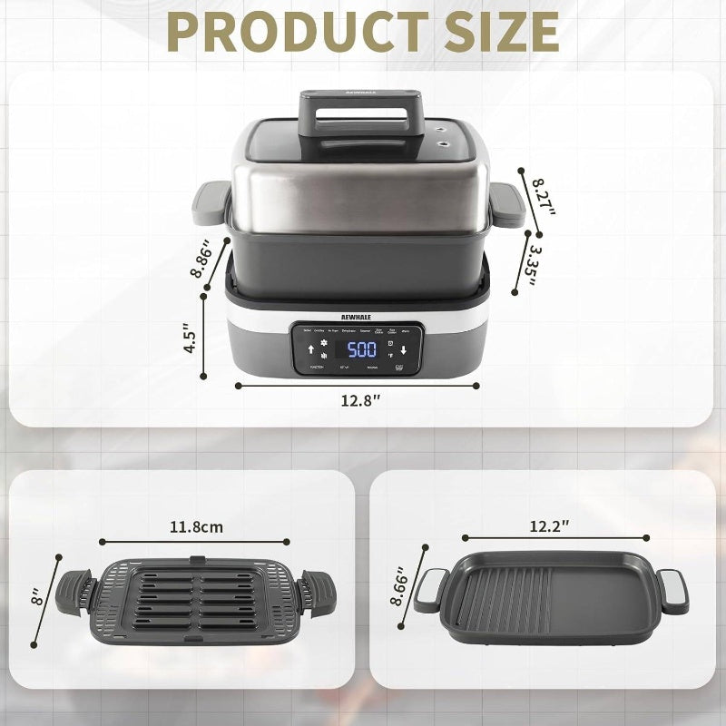 8 - in - 1 Programmable 4.5 - Quart Multi - Cooker with Air Fryer, Slow Cooker, Food Steamer, Dehydrate More, Family - Sized Capacity,