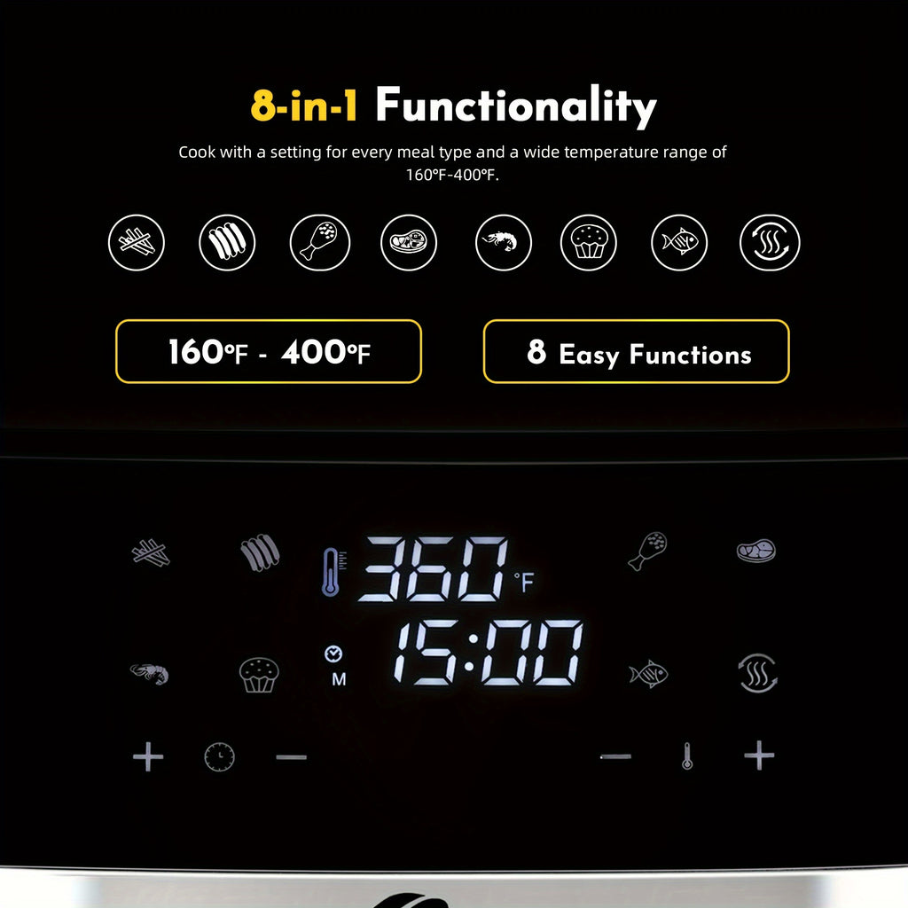 8.5QT Touch Air Fryer, Upgraded 8L 8-in-1 Basket Air Fryer, Digital Touchscreen Display With 8-Presets, Air Fry, Bake, Roast, Broil In Minutes (Black (Touchscreen Series)), Kitchen Accessories, Toaster Oven, Deep Fryer, And Closeout, Oven