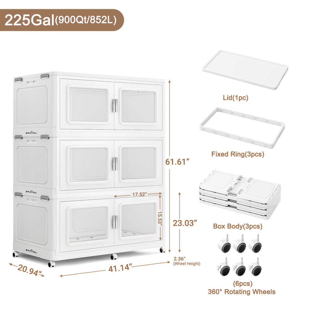 BROVIEW 75gal Stackable Storage Bins with Lid, 300QT Extra Large Capacity Plastic Storage Boxes for Clothes,Tools - Ideal for Home, Bedroom, Garage and Closet Organization