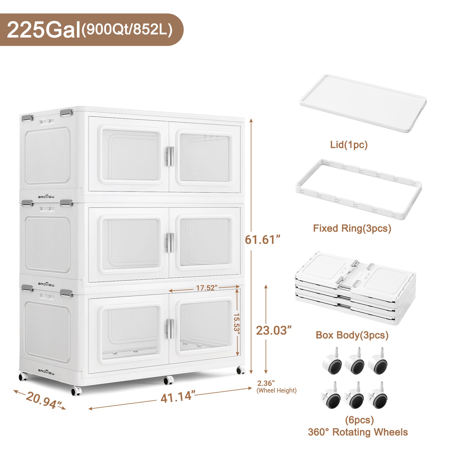 BROVIEW 75gal Stackable Storage Bins with Lid, 300QT Extra Large Capacity Plastic Storage Boxes for Clothes,Tools - Ideal for Home, Bedroom, Garage and Closet Organization