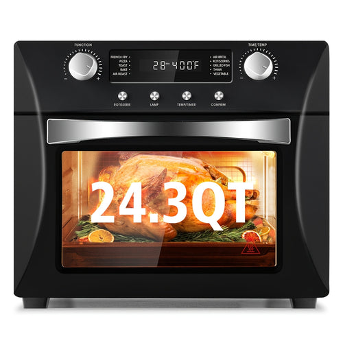 24QT Air Fryer Oven, One Click Selection Of 10-in-1 Function, Equipped with Rotisserie Setting, Free Control Of Time And Temperature.