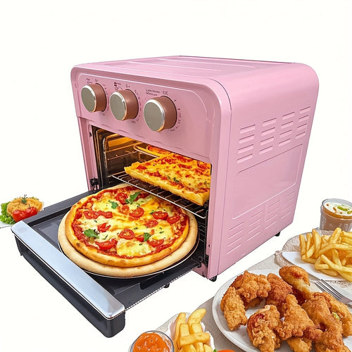 15QT Extra Large Convection Countertop Oven & Air Fryer Combo - Stainless Steel with Visible Window, Healthy Oil-Free Cooking, Space-Saving Design for Baking, Roasting, Reheating - Pink, Multipurpose Kitchen Device