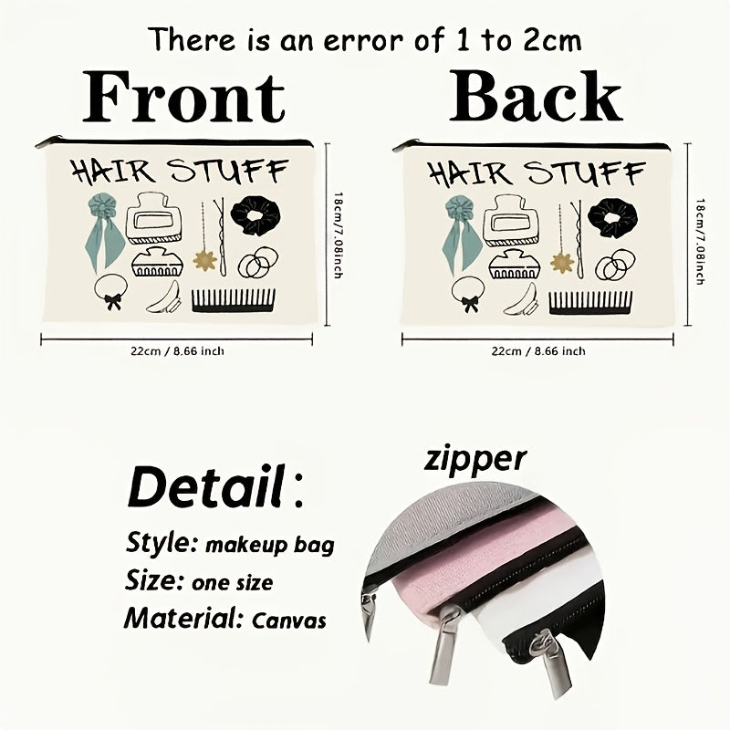 1pc Stylish Hair Accessories Pouch - Lightweight, Durable Makeup Organizer with Zipper, Perfect for Daily Use, Business Travel, and Vacation - Ideal for Hair Styling Tools and Accessories, Hair Accessories Pouch|Playful Design|Zippered Pouch