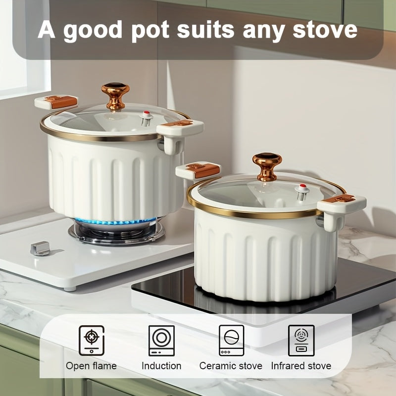 Large Capacity Enamel Stew Pot - Heavy-Duty White Porcelain-Like Dutch with Lid Lock, Induction\u002FStovetop, Dishwasher Non-Stick Cookware for k-Pot Style, Soups, Stews & Casseroles ( Use Not Required)