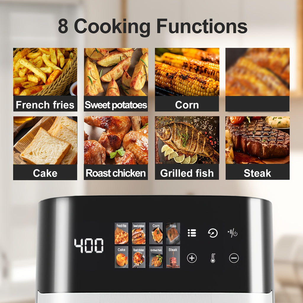 5-quart Large Capacity Air Fryer With 8 One-Touch Preset Functions, 6-in-1 Multi-Function Air Fryer With Smart Cook Program, Rack Basket, Viewing Window, Interior Light