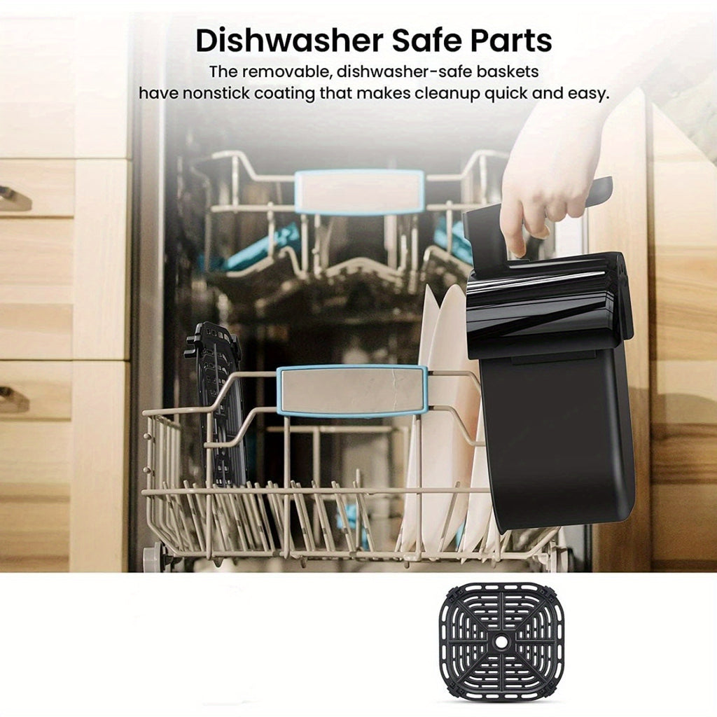 5 QT Air Fryer with Digital Touchscreen & Viewing Window - 8-in-1 Multi-Function Electric Fryer for Crisping, Roasting, Baking, Reheating - Non-Stick Dishwasher-Safe Basket, 1800W, 110V-130V, Black