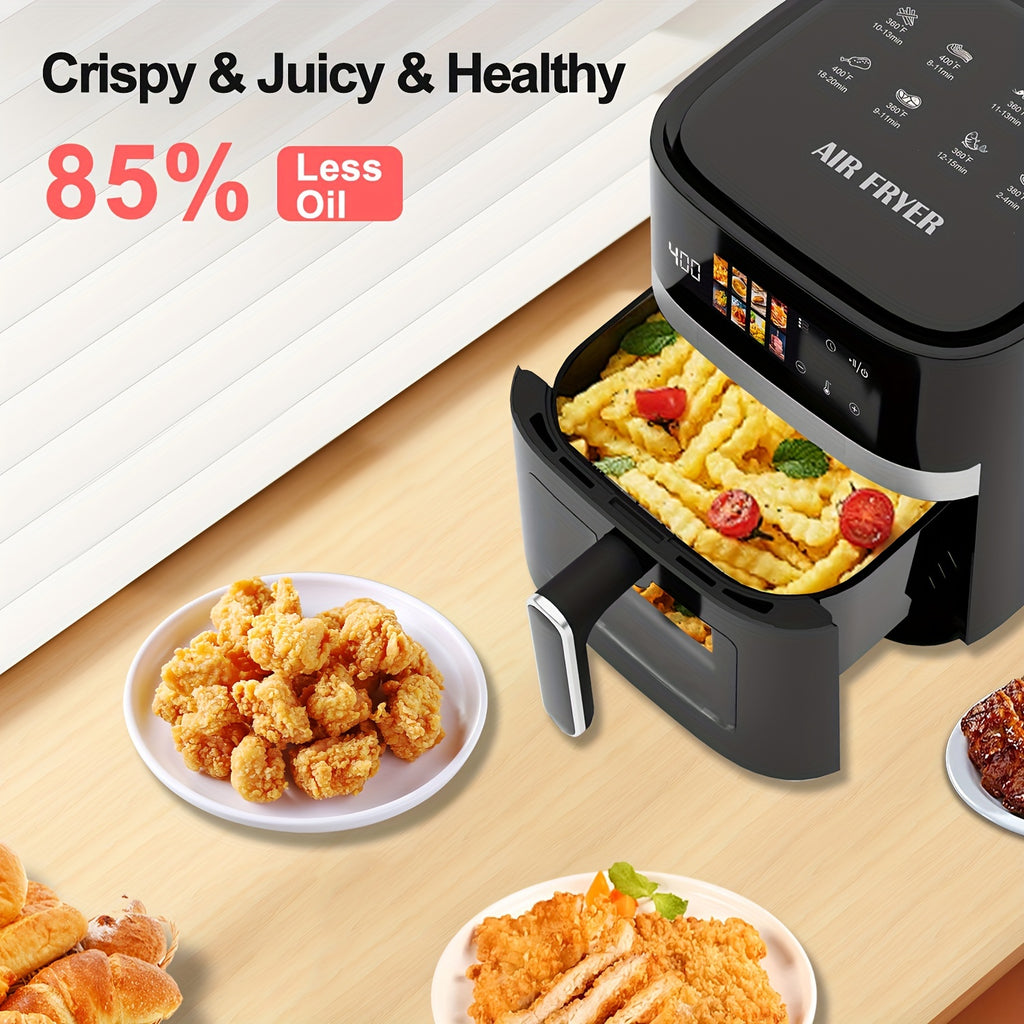 5-quart Large Capacity Air Fryer With 8 One-Touch Preset Functions, 6-in-1 Multi-Function Air Fryer With Smart Cook Program, Rack Basket, Viewing Window, Interior Light
