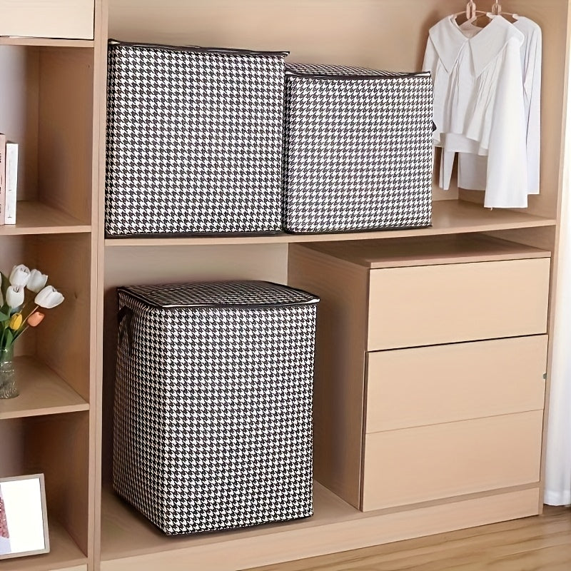 1\u002F3pcs Pieces Oversized 47.55 Gallons Thousandbird Plaid Pattern Thickened Storage Container Large Capacity Clothes Sture-Proof Bag with Handle Double Zipper Storage Bag, Household Bedroom, Travel Storage Basket Ideal Storage Bag