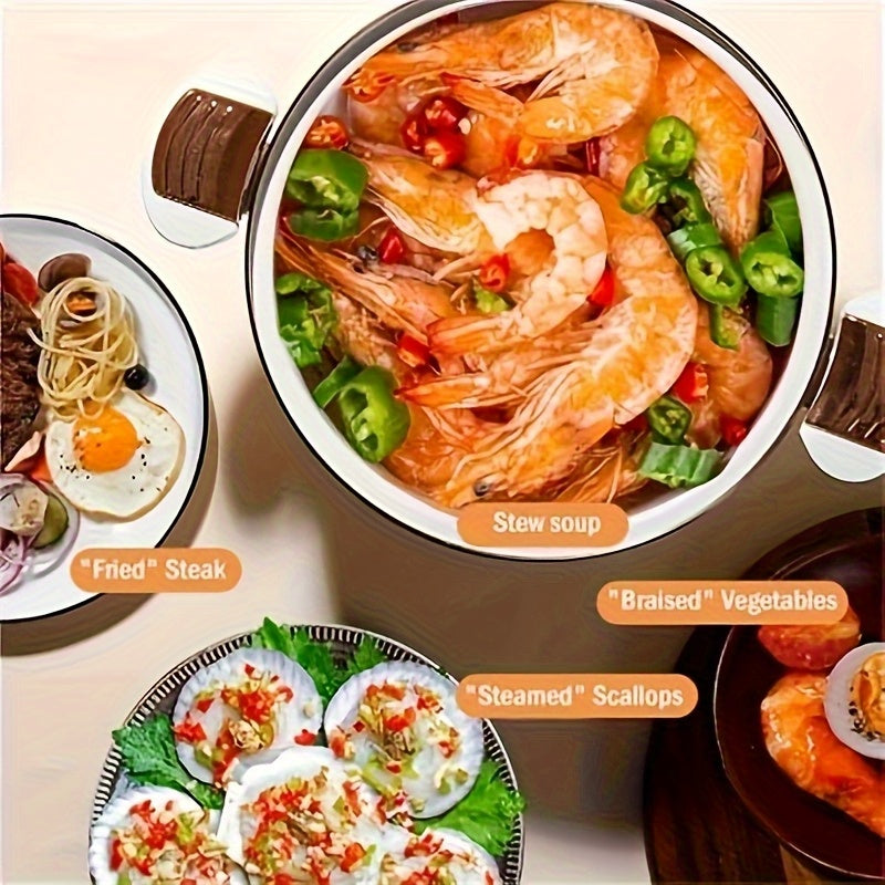 Large Capacity Enamel Stew Pot - Heavy-Duty White Porcelain-Like Dutch with Lid Lock, Induction\u002FStovetop, Dishwasher Non-Stick Cookware for k-Pot Style, Soups, Stews & Casseroles ( Use Not Required)