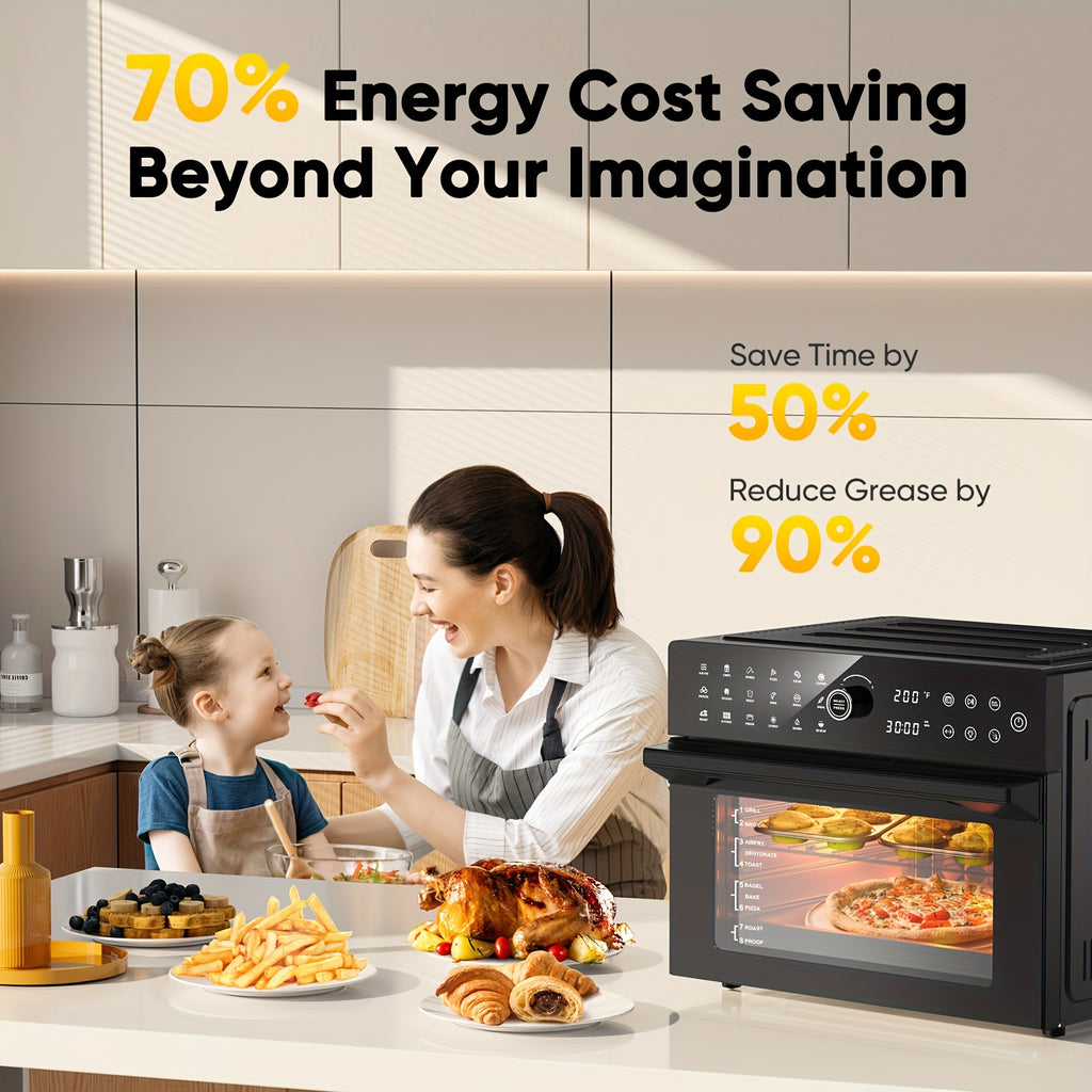 32QTOversized French Door Air Fryer Toaster Oven Combination, Featuring 20 Cooking Functions And Digital Control, Compatible with 13\