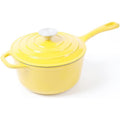 Enameled Cast Iron Dutch Saucepan - 2.65 Quart Heavy-Duty Cookware with Lid & - up to 500°F, Dishwasher Yellow Enamel Pot for Stovetop,, Braising, Searing - Compatible with All Cooktops (Cast Iron Pot for