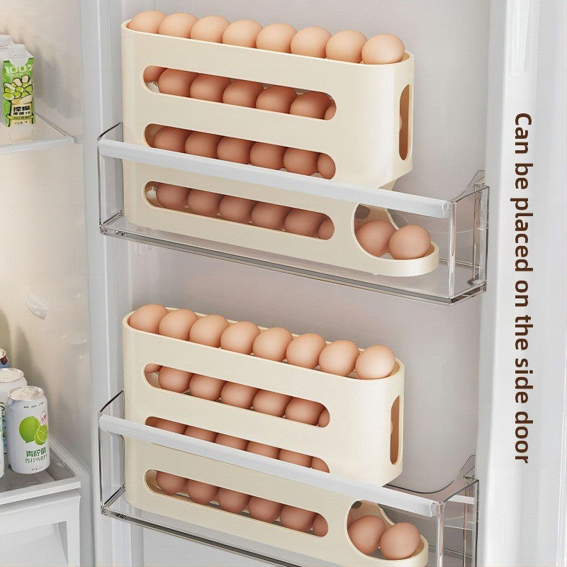 4 Tiers Egg Holder for Fridge, Automatic Egg Rolling Rack, 30 Eggs Storage Rack, Egg Distributor for Refrigerator, Egg Storage Rack for Kitchen