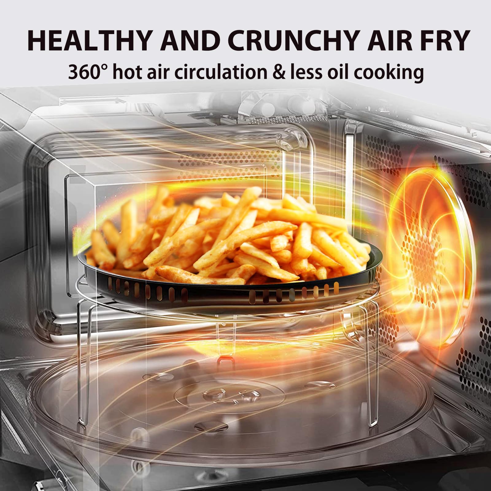 TOSHIBA 6-in-1 Inverter Countertop Microwave Oven Healthy Air Fryer Combo, MASTER Series, Air Fryer, Broil, Convection, Speedy Combi, Even Defrost, Sound On\u002FOff 27 Auto Menu Stainless Steel