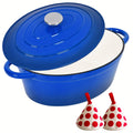 4.5\u002F6.5QT Cast Iron Dutch Oven Pot With Lid And Oven Mitt, Enameled Cast Iron Dutch Oven With Dual Handles, High-capacity Oval Cast Iron Enamel Pot For Cooking, Bread Baking And Other Cooking Methods Suitable For Family Kitchen Dining