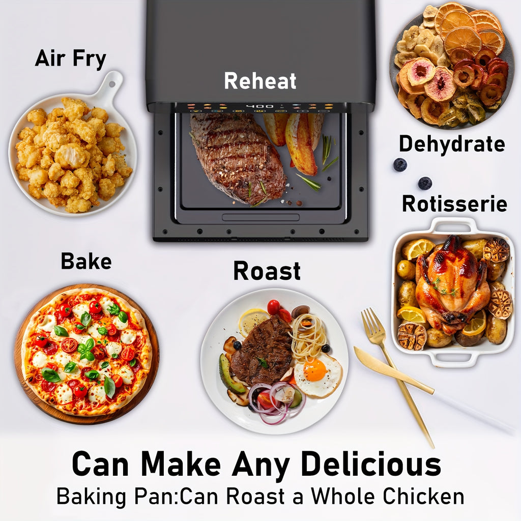Bluebow 12QT Air Fryer Convection Oven with 12-in-1 Multi Function, Visible Window, Touchscreen, Healthy Choice, Oil-Free, Non-Stick Basket, Easy to Clean, One-Touch Operation, Baking, Heating, Air-drying, Fast Food