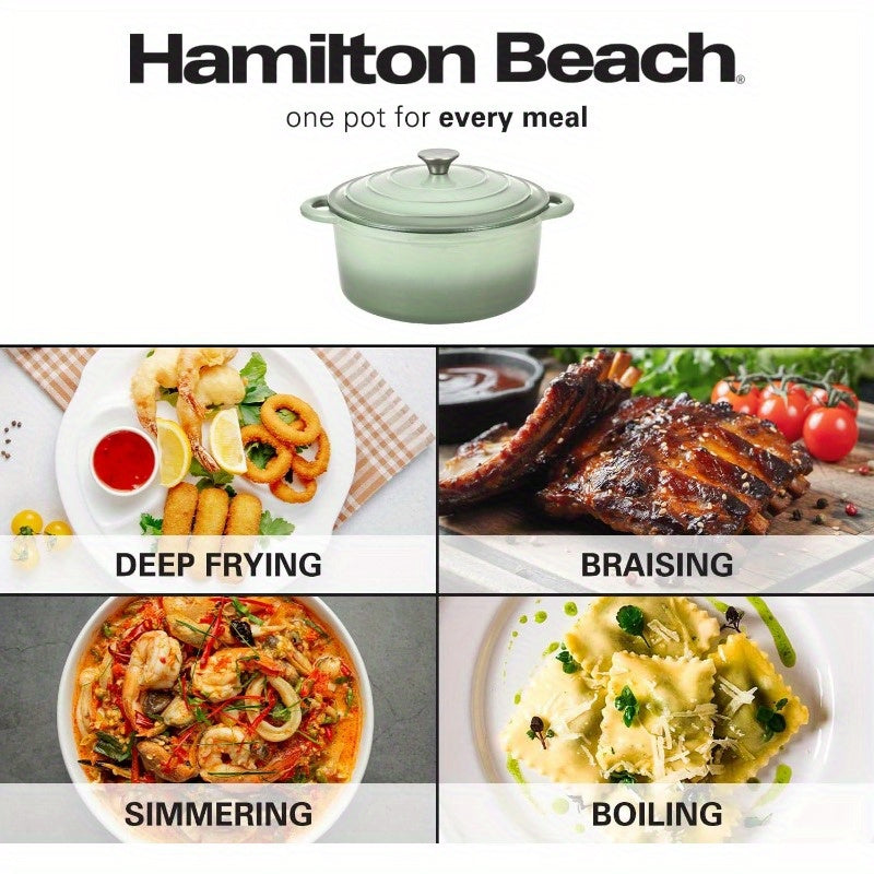 5.5 Quart Enameled Cast Iron Dutch Oven Pot with Lid - Heavy-Duty Sage Green\u002FBlack Enamel Cookware, Oven & Induction, PFOA\u002FPTFE-Free, -Resistant - Braising, Roasting,, Stovetop\u002F\u002F Cooker Compatible
