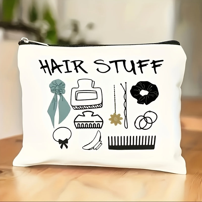 1pc Stylish Hair Accessories Pouch - Lightweight, Durable Makeup Organizer with Zipper, Perfect for Daily Use, Business Travel, and Vacation - Ideal for Hair Styling Tools and Accessories, Hair Accessories Pouch|Playful Design|Zippered Pouch