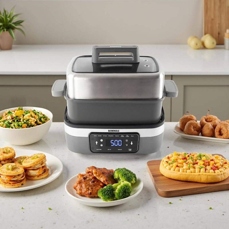 8 - in - 1 Programmable 4.5 - Quart Multi - Cooker with Air Fryer, Slow Cooker, Food Steamer, Dehydrate More, Family - Sized Capacity,