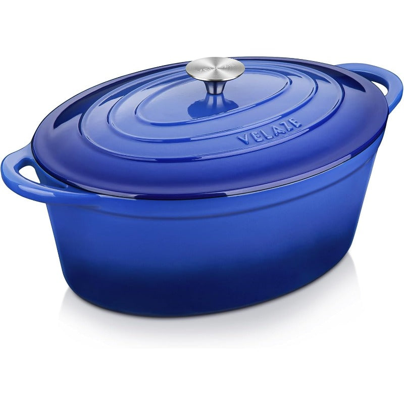 7.5 QT Enameled Cast Iron Dutch Oven Pot with Lid - Heavy-Duty Oval Cookware, Nonstick Enamel Coated Interior & Exterior, Dual Sturdy Handles, Oven Safe for Baking, Stovetop & Oven Use, Even Heat Distribution, Scratch-Resistant - Ideal for Family Me