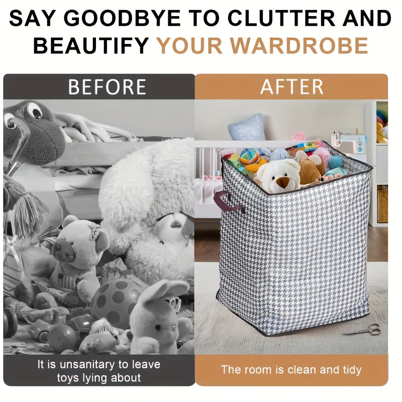 1\u002F3pcs Pieces Oversized 47.55 Gallons Thousandbird Plaid Pattern Thickened Storage Container Large Capacity Clothes Sture-Proof Bag with Handle Double Zipper Storage Bag, Household Bedroom, Travel Storage Basket Ideal Storage Bag