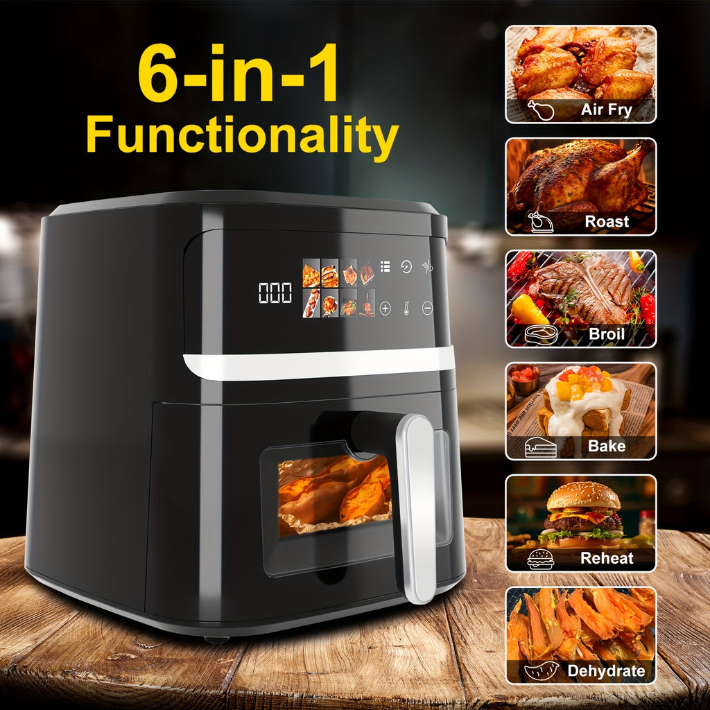 8.5 Quart Air Fryer With Smart Cooking Programs, 8 Liter Large Capacity Multifunctional Electric Fryer, Household Electronic Touch Control Air Fryers, LCD Touchscreen, Viewing Window, Interior Light, Broil, Toast, Bake, Air Fry, Oil-Free