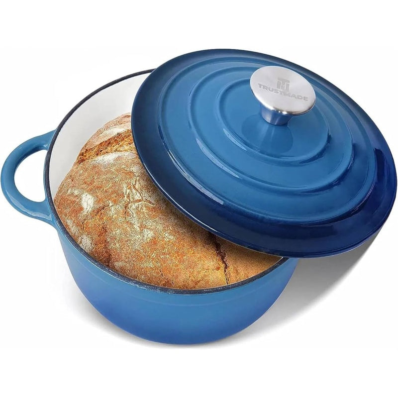 4.5 QT Heavy-Duty Cast Iron Dutch Oven with Self-Basting Lid - Enamel Coated Non-Stick Cookware Pot, Round Braiser & Baking Pan for Even Heat Distribution, Oven Safe up to 500°F, Stovetop to Oven Use, Durable & Easy Clean, Ideal for Stews, Soups