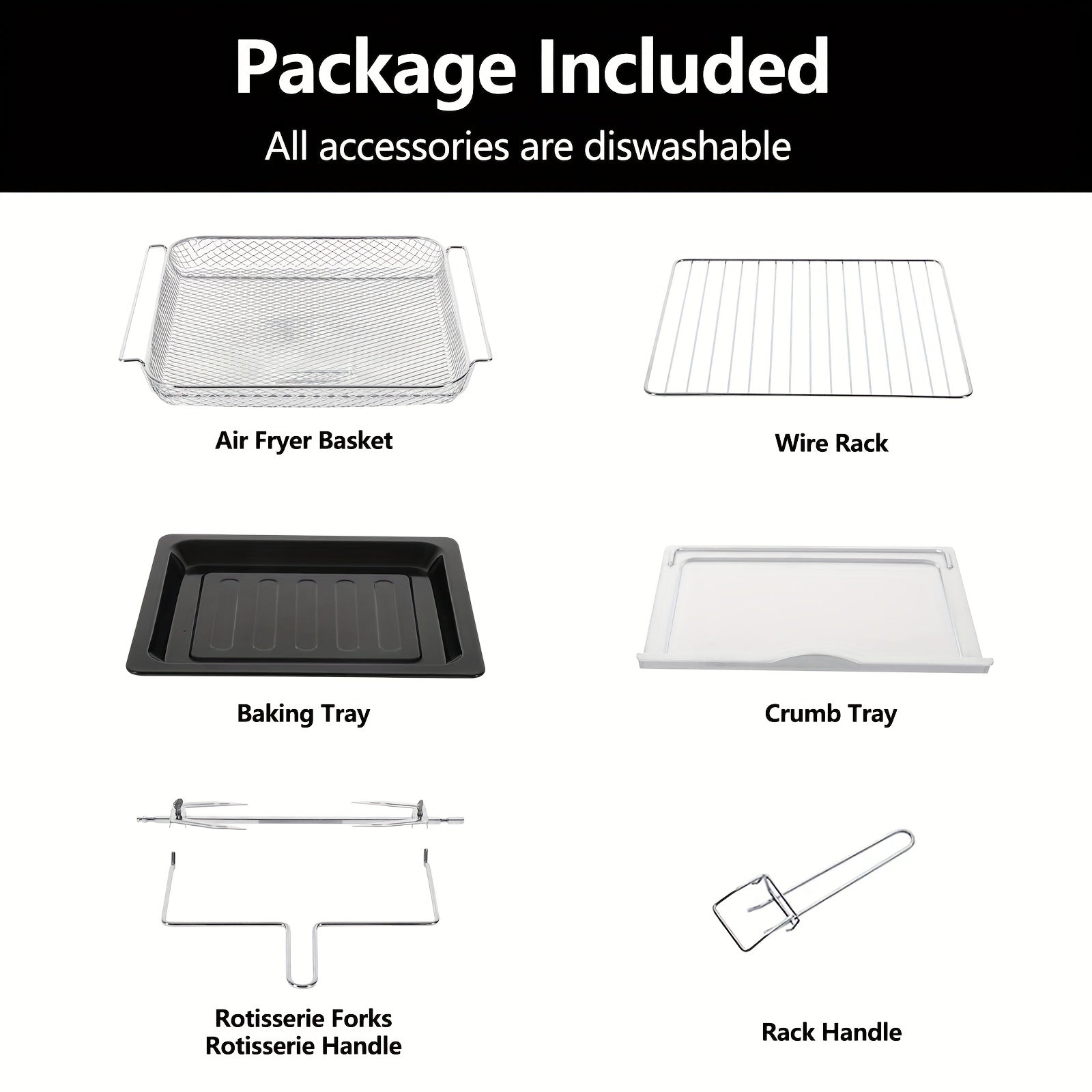 24QT Air Fryer Oven, One Click Selection Of 10-in-1 Function, Equipped with Rotisserie Setting, Free Control Of Time And Temperature.